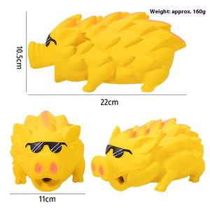 Lateks sesli evcil hayvan oyuncağı domuz güneş gözlüğü ile büyük orta köpekler için Oink ses diş taşlama temizlik köpek oyuncak - Product Image 3