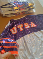 T-shirt tunique brodé pour femme UTSA, robe en jersey à sequins, robe de football scintillante, écologique pour UTSA