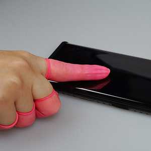 Suorec Nitrile Finger <b>Cots</b> <b>Pink</b> Textured Anti-Slip For Electronic Homework Touchscreen Use - Product Image 1