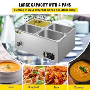หม้ออุ่นอาหารไฟฟ้าแบบทนทานสำหรับ 4 ถาดสแตนเลส 8 ลิตร หม้ออุ่นอาหารแบบ Alambic สำหรับใช้ในบ้าน กำลังไฟ 1500 วัตต์ - Product Image 6