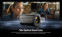 Caméra de diffusion en direct AVMATRIX avec autofocus, zoom 10x, 1080p, avec microphone externe