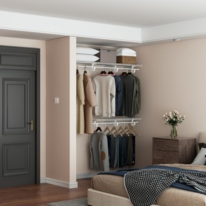 Scaffale in filo metallico con asta per collegamento a armadio, organizer per armadio - Product Image 6