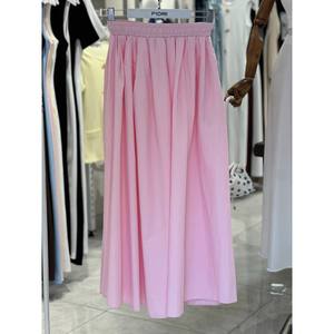 Jupe longue évasée rose Fiori taille haute pour femme en viscose et mousseline plissée, confortable, style bohème, élégante et décontractée - Product Image 1