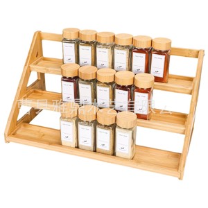 Estante de especias de madera de varias capas con frascos de vidrio para organizar la encimera de la cocina, tamaño L, diseño minimalista - Product Image 5