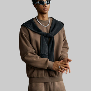 Sweat-shirt en molleton pour homme, style streetwear, effet délavé, patchwork, flocon de neige, col rond, faux deux pièces - Product Image 1