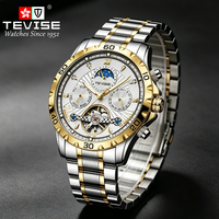 Montre Tourbillon Homme TEVISE avec Logo Personnalisé, Montre Mécanique Automatique de Luxe pour Homme avec Phase Lunaire
