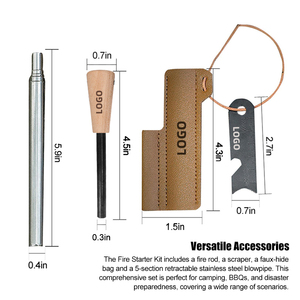 Baiyuheng khẩn cấp cháy Starter Kit 3-in-1 magiê Flint cháy Starter với lửa thổi ống cho sự sống còn ngoài trời cắm trại acces - Product Image 4