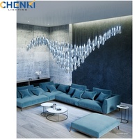 Lustre long en verre de Murano LED à télécommande, style moderne et luxueux, OEM ODM, intensité variable, garantie 5 ans, Chenki Hotel Middle