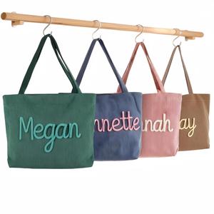 Personalised Embroidered Corduroy Tote, Custom <b>Bridesmaid</b> <b>Gift</b> <b>Bag</b>, Everyday Essential Handbag, Travel Tote <b>Bag</b>, <b>Gift</b> for Her - Product Image 1
