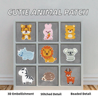 Patch Cœur en PVC Brodé Chenille Animaux Mignons, Adhésif Thermocollant DIY pour Vêtements, Sacs, Chapeaux, Accessoires, Fleur Perlée à Repasser
