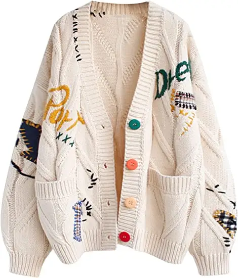 Logo personnalisé ODM OEM pull en tricot jacquard col V tricoté en tricot jacquard pulls pour femmes pull cardigan en cachemire