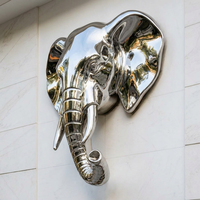 Statue de tête d'éléphant en acier inoxydable personnalisée, surface polie miroir, décoration moderne pour l'extérieur et la maison, sculpture