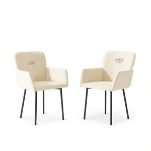 Sedie da Pranzo in Velluto Crema 100% Poliestere con Gambe in Metallo Design Contemporaneo Arredamento Moderno per la Casa - Product Image 1