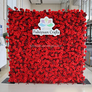 A buon mercato 3D 5D decorazione floreale da parete di nozze fiori sfondo di tessuto tessuto di seta artificiale rosa rossa muro di fiori - Product Image 5