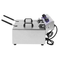 Friteuse électrique double 3 kW avec réservoir de 10 L en acier inoxydable, plaque chauffante électrique commerciale en promotion