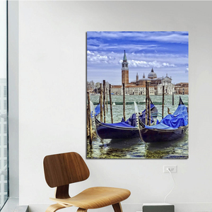 Pintura al óleo por números barco playa casa pared arte imagen paisaje <span class=keywords><strong>para</strong></span> <span class=keywords><strong>sala</strong></span> de estar - Product Image 2