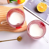 Taza de Vidrio Romántica de Doble Pared con Adorno de Corazón 3D, Resistente al Calor, para Regalo de San Valentín, para Parejas, para Café en Casa