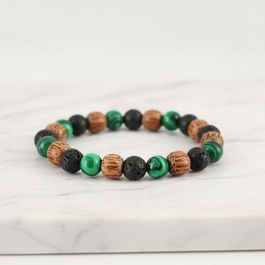 Bracelet extensible en perles <span class=keywords><strong>de</strong></span> malachite, <span class=keywords><strong>de</strong></span> <span class=keywords><strong>lave</strong></span> et <span class=keywords><strong>de</strong></span> bois, diffuseur d'aromathérapie en <span class=keywords><strong>pierre</strong></span> naturelle pour hommes et femmes - Product Image 5