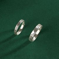 Anillos De Pareja Bague de couple en forme de montagne traditionnelle chinoise Taille réglable Bague d'argent porte-bonheur Bague de monnaie ancienne chinoise