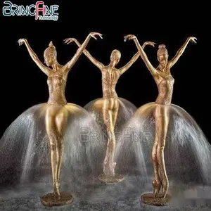 2023 на заказ, потрясающие фигурки в натуральную величину, для улицы, Литые Бронзовые женские водные скульптуры, танцующие фигурки, фонтан для украшения