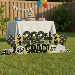 Наборы вывесок для двора из гофрированного картона с креплениями-штырями: буквы «С Днем Рождения», вывески для выпускных вечеринок - Product Image 3