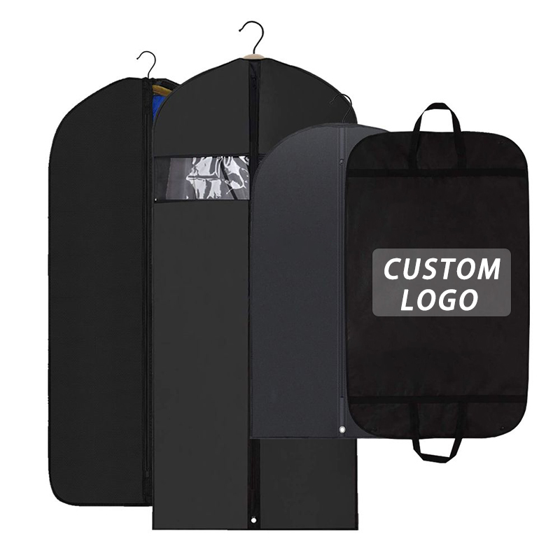 Logotipo personalizado Custom Garment Bags Coats Package Heavy Duty Non Woven Garment Bag Vestido Poeira Suit Capa Saco para Roupas