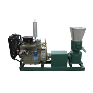 55HP elect start diesel engine animal feed pellet mill flat die farm home small flat die roller rotating pellete machines