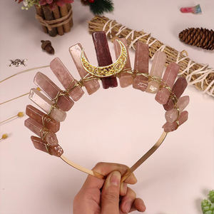 도매 천연 보석 골든 문 액세서리 마녀 크리스탈 크라운 머리띠 티아라 크리스탈 티아라 - Product Image 5