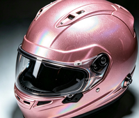 Casque de moto GUANZUN rose vif, effet laser irisé, résistant aux intempéries, revêtement en poudre haute brillance