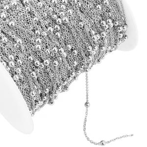 Cadenas de cuentas de enlace de Cable satélite de <span class=keywords><strong>2</strong></span> metros, pulsera DIY, fabricación de joyas, collar, tobilleras artesanales, accesorios, artesanías de metal - Product Image 5