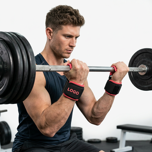 SAAR INDUSTRIES Crochets de musculation en acier robuste de qualité supérieure avec support de poignet en néoprène, protection de la paume, antidérapants et personnalisables - Product Image 1
