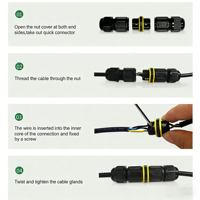Conector Impermeable de Nylon PA66 con Contactos de Cobre, Cable Eléctrico de 2/3 Pines con Tornillos para Iluminación de Jardín y Cableado Exterior