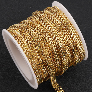 5pcs/Roll 18k Gold Stainless Steel 5mm Width Double <strong>Braided</strong> Curb Chain With <strong>Diamond</strong> Cut Flat Grinding Chain for Jewelry Making - Product Image 3