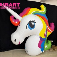 Têtes de licorne gonflables colorées pour activités et décorations, ballon gonflable en forme de grande tête de cheval