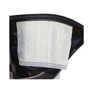 Universal Sliding Magnet Foldable Magnet Embroidery Sun Shade Side Window Curtain For Car