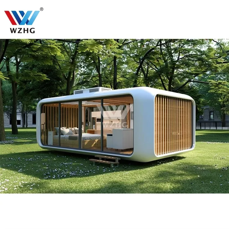 Steel and Double Tempered Glass Frame Modern Shanghai WZH Container Houses for Sale Office Building Prefab Carport Install
