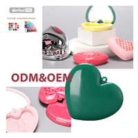 Estuche de Viaje Pequeño para Brochas de Maquillaje, Color Rosa Personalizado, en Forma de Corazón, Reciclable, con Capa Interior