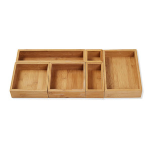 Bamboo Desktop Organizer Rectangular Multi Compartment Storage <b>Box</b> For Office Desk Organization Wuyishan Made - Product Image 1