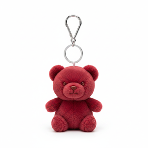 Portachiavi in peluche a forma di orso rosso, senza scatola inclusa - Product Image 2