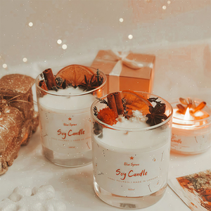 Bougie en verre de luxe Bougie de Noël d'aromathérapie à la cire de soja de qualité supérieure avec foin et citron séché pour la décoration intérieure - Product Image 6