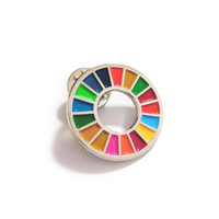 Objetivos de Desarrollo Sostenible United Pin de solapa de metal chapado en oro Regalos promocionales conmemorativos personalizados Pin de rueda SDG