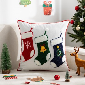 Fodera per cuscino decorativa quadrata natalizia con stampa cartone animato Babbo Natale ricamato per la casa, ideale per il commercio transfrontaliero - Product Image 6