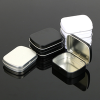 Boîte rectangulaire vide en argent noir, Mini couvercle coulissant, boîte en fer blanc, bonbons à la menthe, boîte en fer blanc rectangulaire