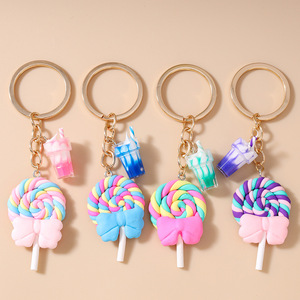 LLavero de Piruleta de arcoíris de resina, llavero de regalo publicitario promocional, colgante de helado, accesorios para llavero, novedad - Product Image 1