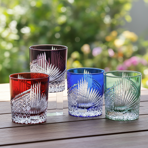 <span class=keywords><strong>Verre</strong></span> à whisky japonais à l'ancienne LACC multicolore 8 oz (250 ml) Edo Kiriko <span class=keywords><strong>Crane</strong></span> Design, sculpté à la main, motif en diamant en pente, cristal - Product Image 2