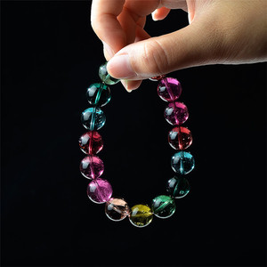กำไลข้อมือทัวร์มาลีนแร่เก่าคุณภาพสูงจากบราซิล สีรุ้ง กำไลข้อมือสำหรับผู้หญิงที่สง่างาม - Product Image 4