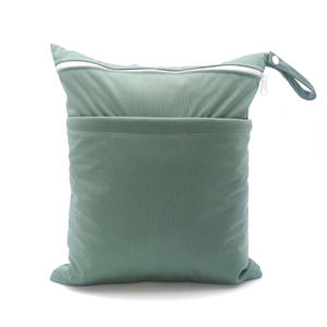 Sac à couches à double fermeture éclair avec film imperméable 30*36 cm, petite trousse de toilette en gros, sac de rangement pour couches de couleur unie - Product Image 5