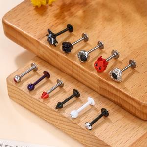 Anneau d'oreille en acier inoxydable pour <span class=keywords><strong>tragus</strong></span>, helix, labret, piercing de lèvre, cartilage, bijoux de corps, Little Red Person - Product Image 1