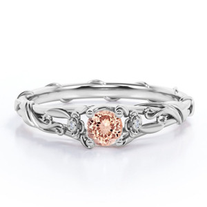 18K Real Solid Gold Wedding Ring Rhodium Plated <strong>Morganite</strong> <strong>Gemstone</strong> Rose Gold for Anniversaries and Parties - Product Image 5