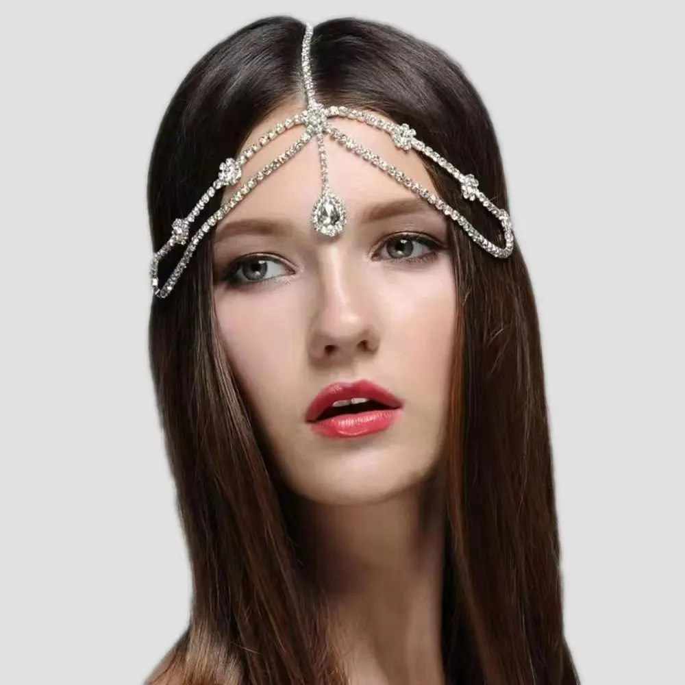 Роскошная благородная цепочка для волос принцессы с кисточками на лбу, Блестящие кристаллы, красивые обручи для волос невесты, цепочка на голову